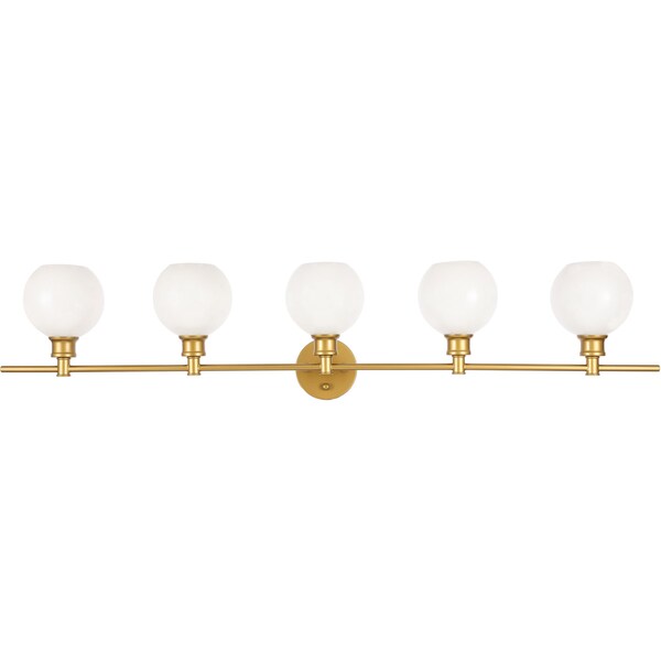 Collier 5 Light Brass And Frosted White Glass Wall Sconce